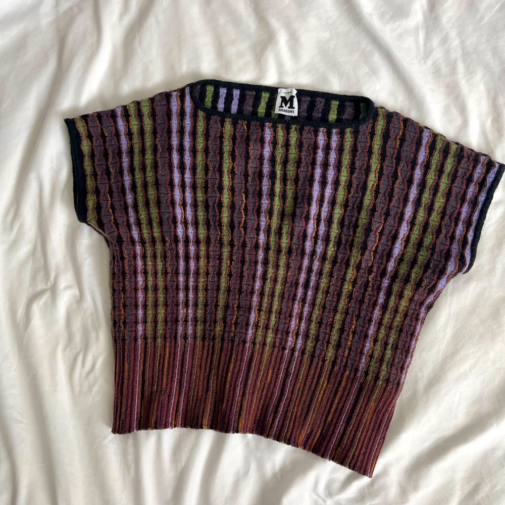 Missoni merino wool and viscose made in Italy cropped boxy sweater top tee small